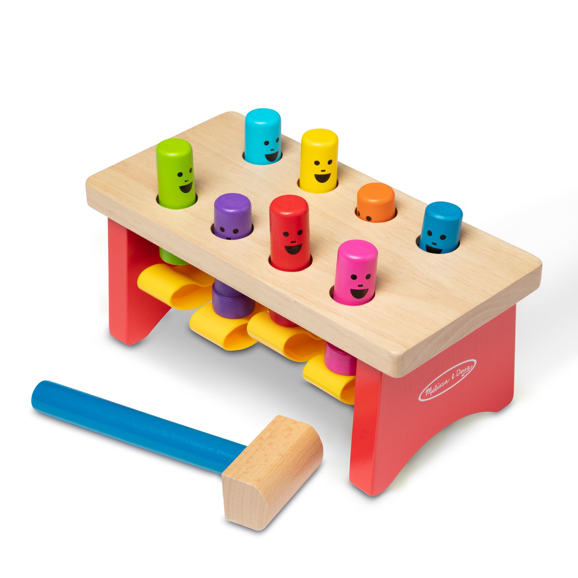 Melissa & Doug Deluxe Pounding Bench – Wooden Toddler Toy with Mallet, Ages 2+