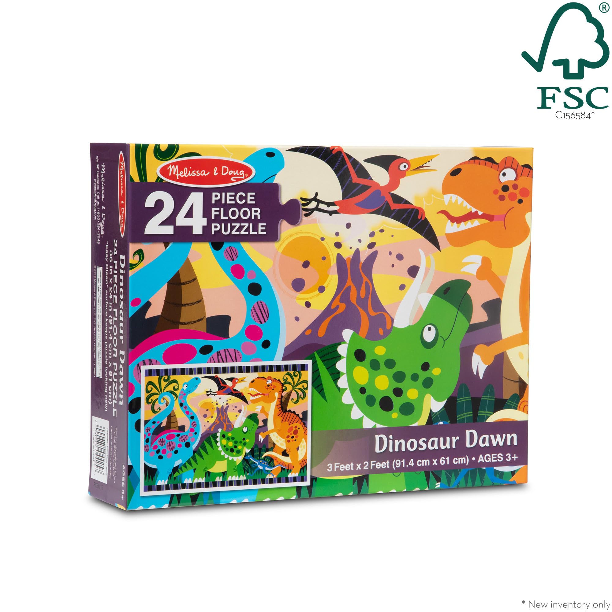Melissa & Doug Dinosaur Dawn Floor Puzzle - 24 Pieces, 2x3 Feet Jigsaw for Kids Ages 3+