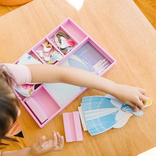 Melissa & Doug Disney Cinderella Magnetic Dress-Up Wooden Doll Set – 33 Pieces