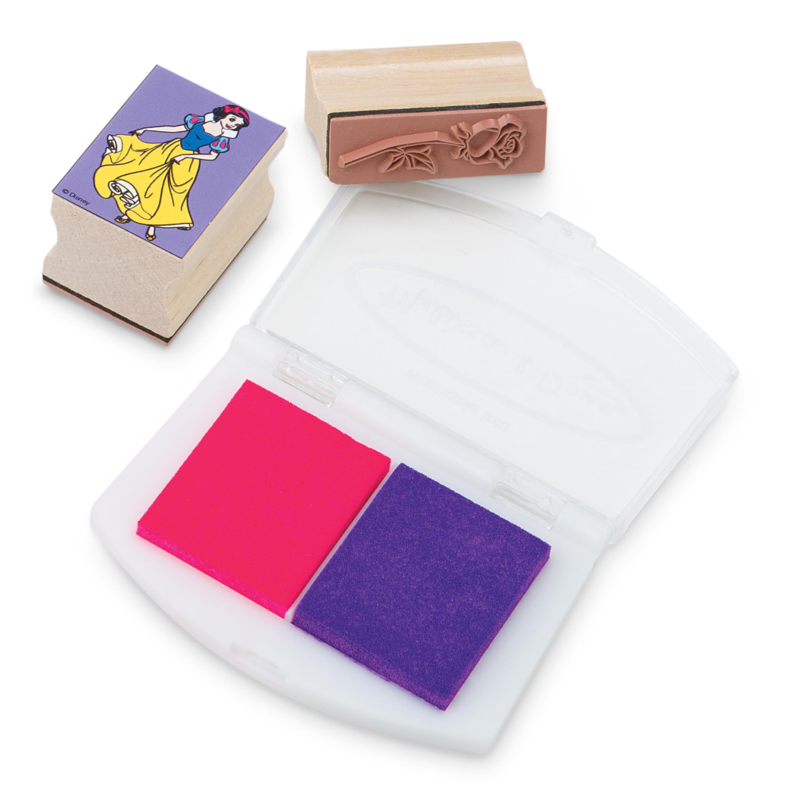 Melissa & Doug Disney Princess Wooden Stamp Set – 9 Stamps, 5 Colored Pencils, 2-Color Ink Pad, Washable & Non-Toxic, Ages 4+