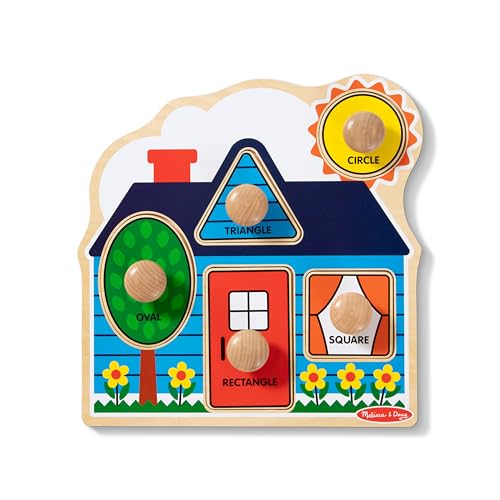 Melissa & Doug First Shapes Jumbo Knob Puzzle: Wooden Shape Puzzle for Toddlers Ages 1+