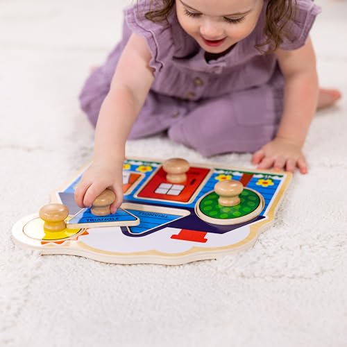 Melissa & Doug First Shapes Jumbo Knob Puzzle: Wooden Shape Puzzle for Toddlers Ages 1+