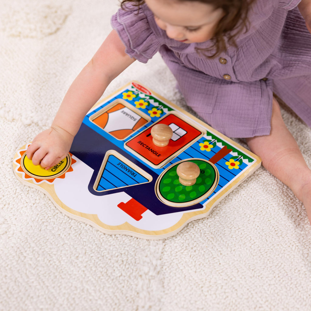 Melissa & Doug First Shapes Jumbo Knob Puzzle: Wooden Shape Puzzle for Toddlers Ages 1+