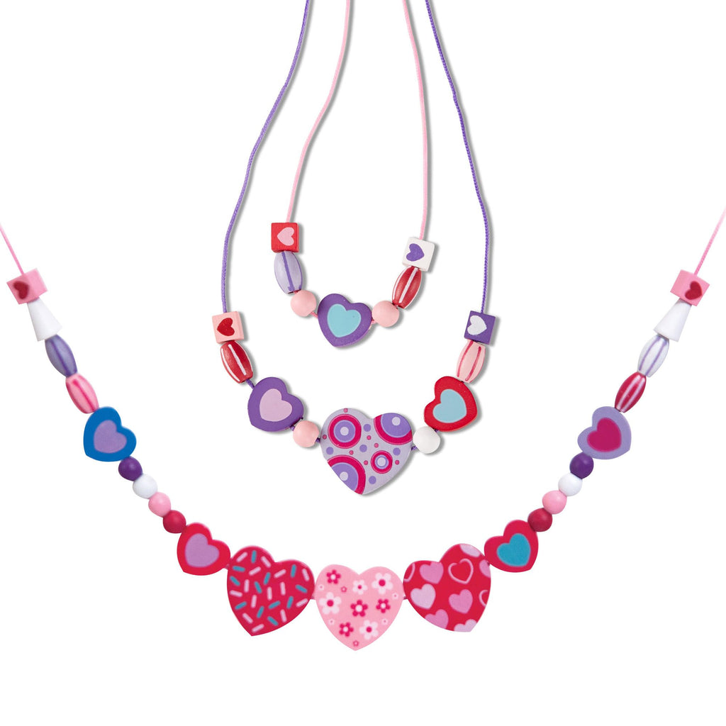 Melissa & Doug Heart Beads Wooden Bead Kit – 120+ Beads & 5 Cords for Kids Jewelry Making