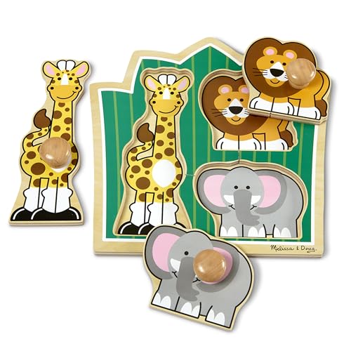 Melissa & Doug Jungle Friends Jumbo Knob Puzzle: Wooden Safari Animal Puzzle for Toddlers Age 1+