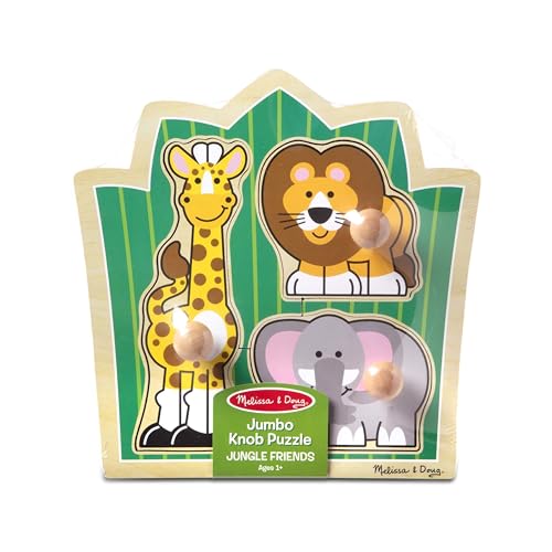 Melissa & Doug Jungle Friends Jumbo Knob Puzzle: Wooden Safari Animal Puzzle for Toddlers Age 1+