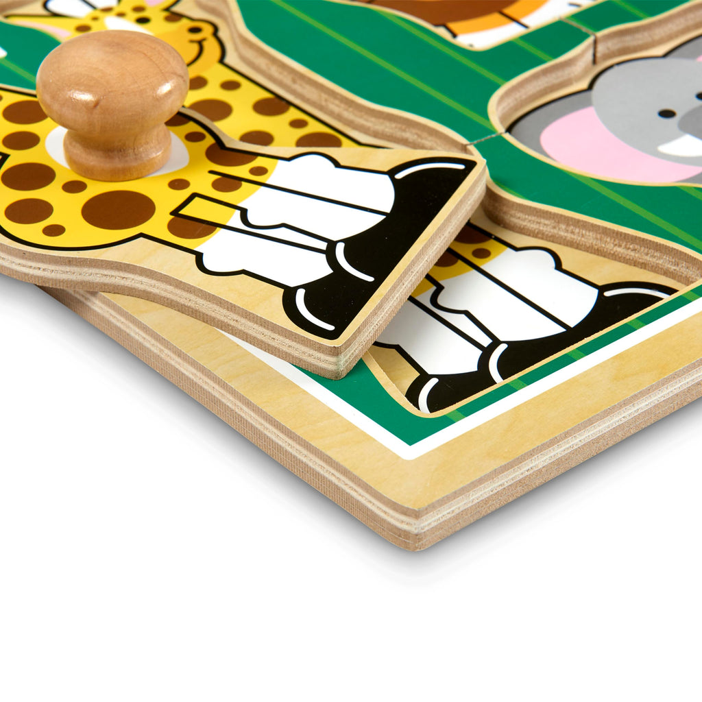 Melissa & Doug Jungle Friends Jumbo Knob Puzzle: Wooden Safari Animal Puzzle for Toddlers Age 1+
