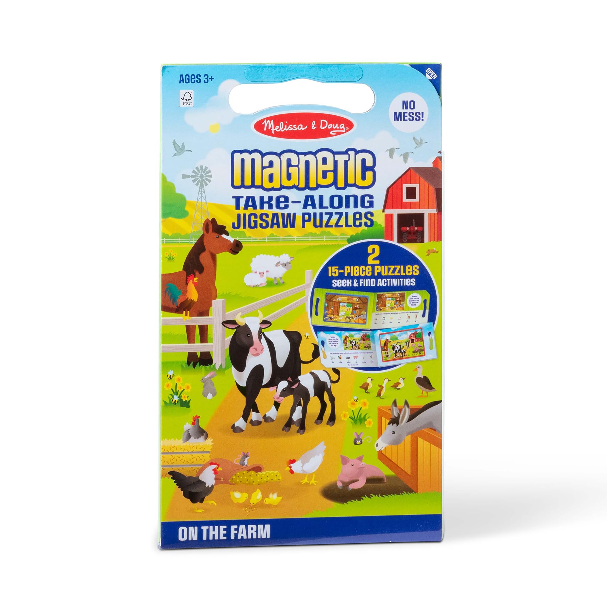 Melissa & Doug Magnetic Travel Puzzle Set – On the Farm (2 x 15 Pieces)