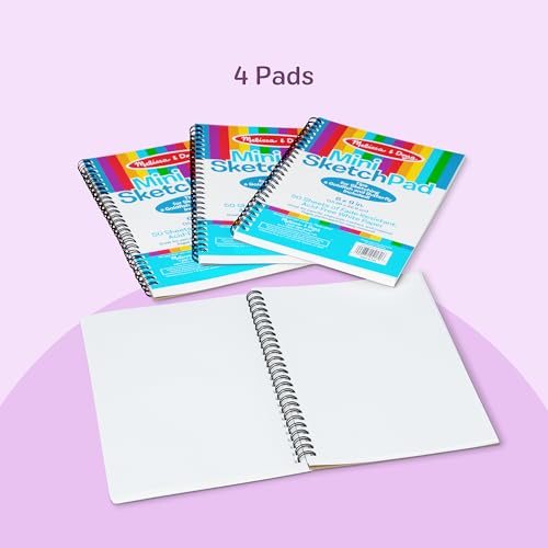 Melissa & Doug Mini-Sketch Pad 4-Pack – 6x9 Inch Spiral-Bound Sketch Books for Kids, 200 Sheets Total
