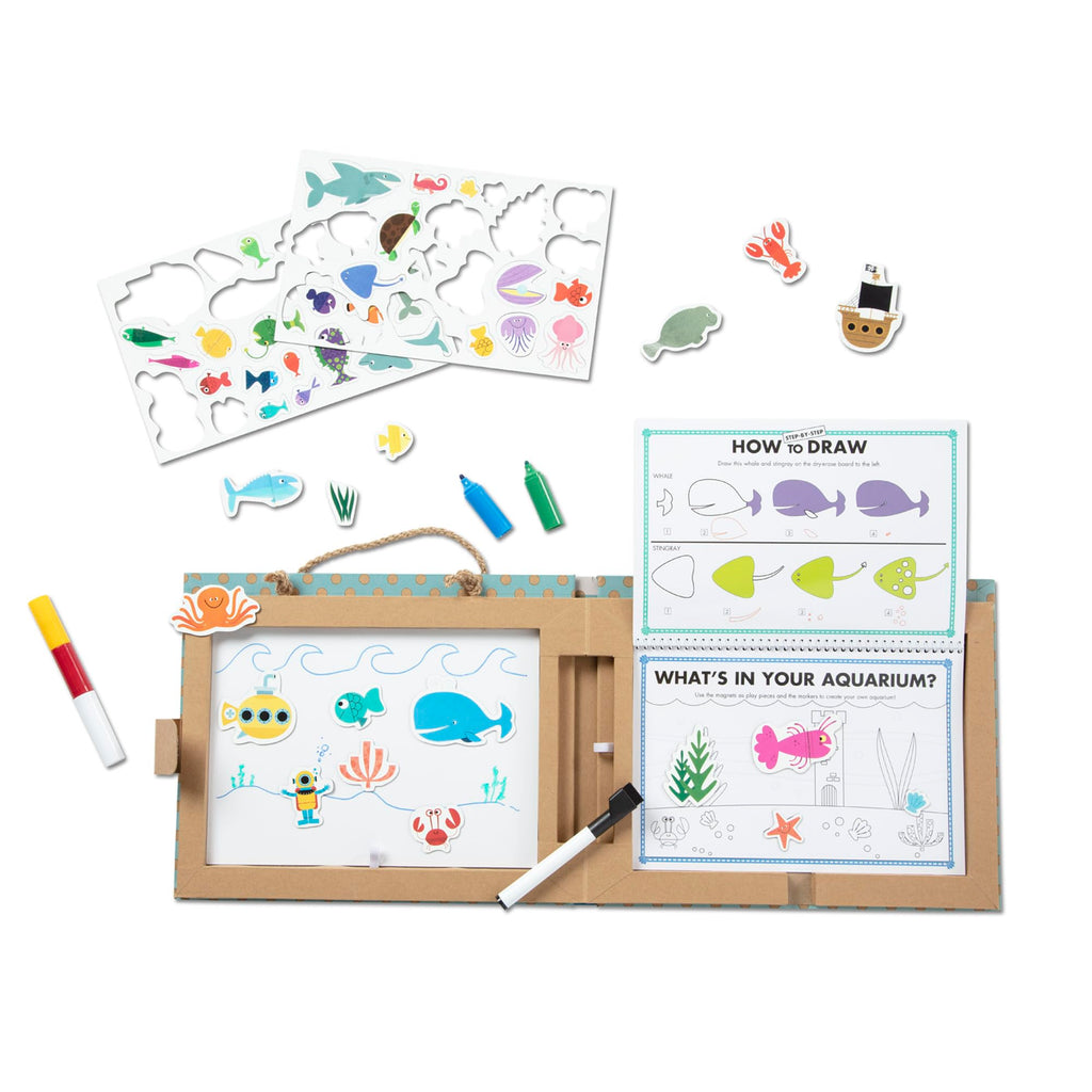 Melissa & Doug Natural Play Ocean Reusable Drawing & Magnet Kit – 42 Magnets, 5 Markers, FSC Certified