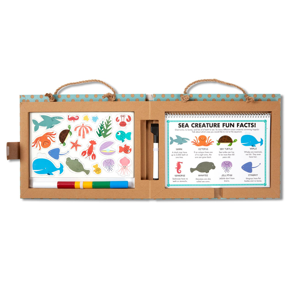 Melissa & Doug Natural Play Ocean Reusable Drawing & Magnet Kit – 42 Magnets, 5 Markers, FSC Certified
