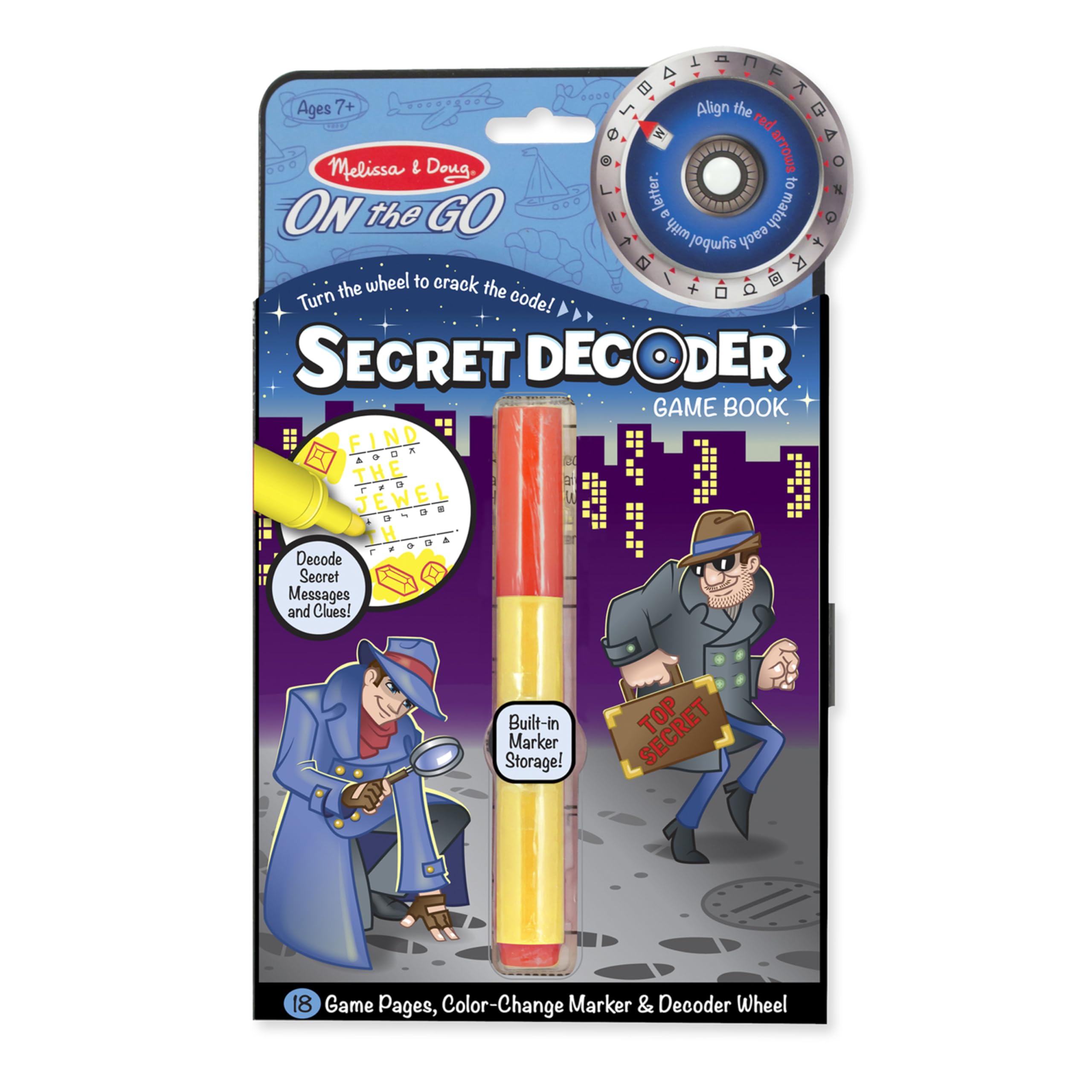 Melissa & Doug On the Go Secret Decoder Book: 18 Mystery Puzzles with Decoder Wheel & Magic Pen