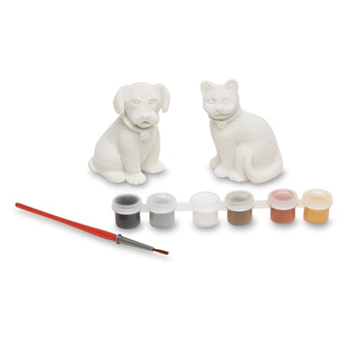 Melissa & Doug Pet Figurines Craft Kit – Paint Your Own Resin Dog and Cat