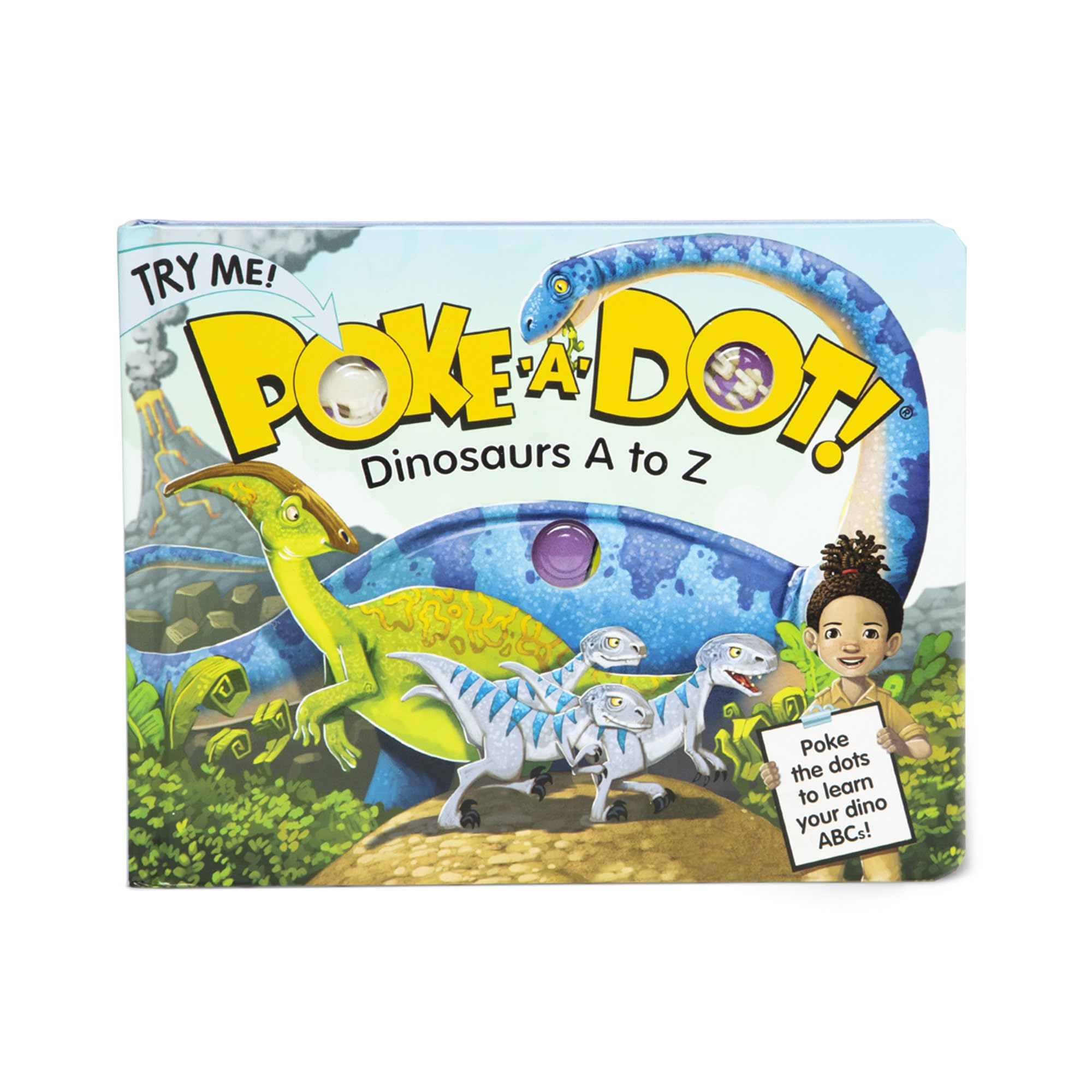 Melissa & Doug Poke-A-Dot Dinosaurs A to Z Board Book – Interactive Pop-Along Alphabet
