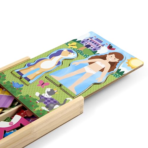 Melissa & Doug Princess & Horse Magnetic Dress-Up Set – 37 Wooden Pieces for Creative Play