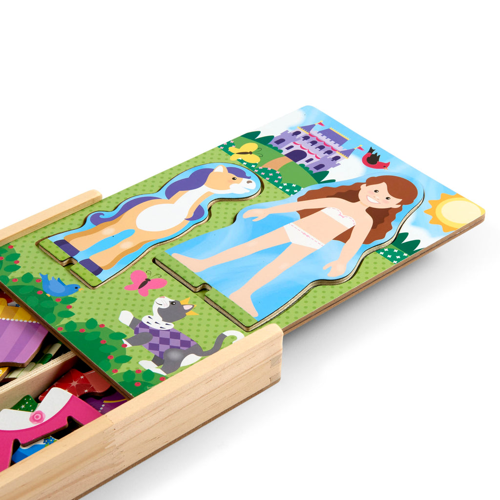 Melissa & Doug Princess & Horse Magnetic Dress-Up Set – 37 Wooden Pieces for Creative Play