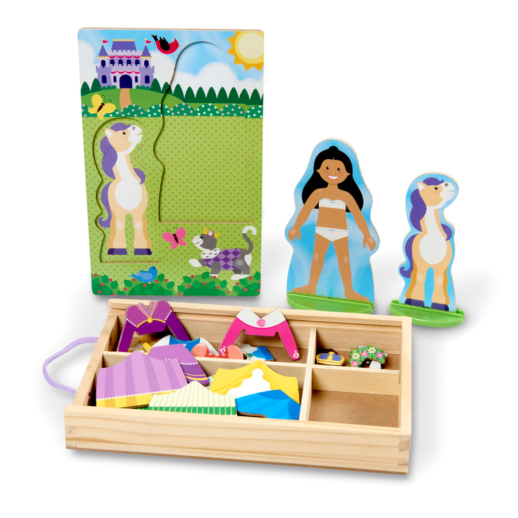 Melissa & Doug Princess & Horse Magnetic Dress-Up Set – 37 Wooden Pieces for Creative Play