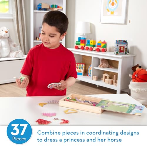 Melissa & Doug Princess & Horse Magnetic Dress-Up Set – 37 Wooden Pieces for Creative Play