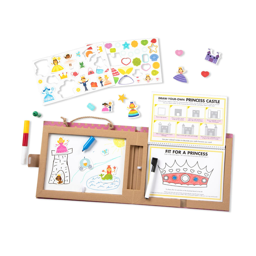 Melissa & Doug Princess Play, Draw, Create Reusable Kit – 54 Magnets, 5 Markers, FSC Certified