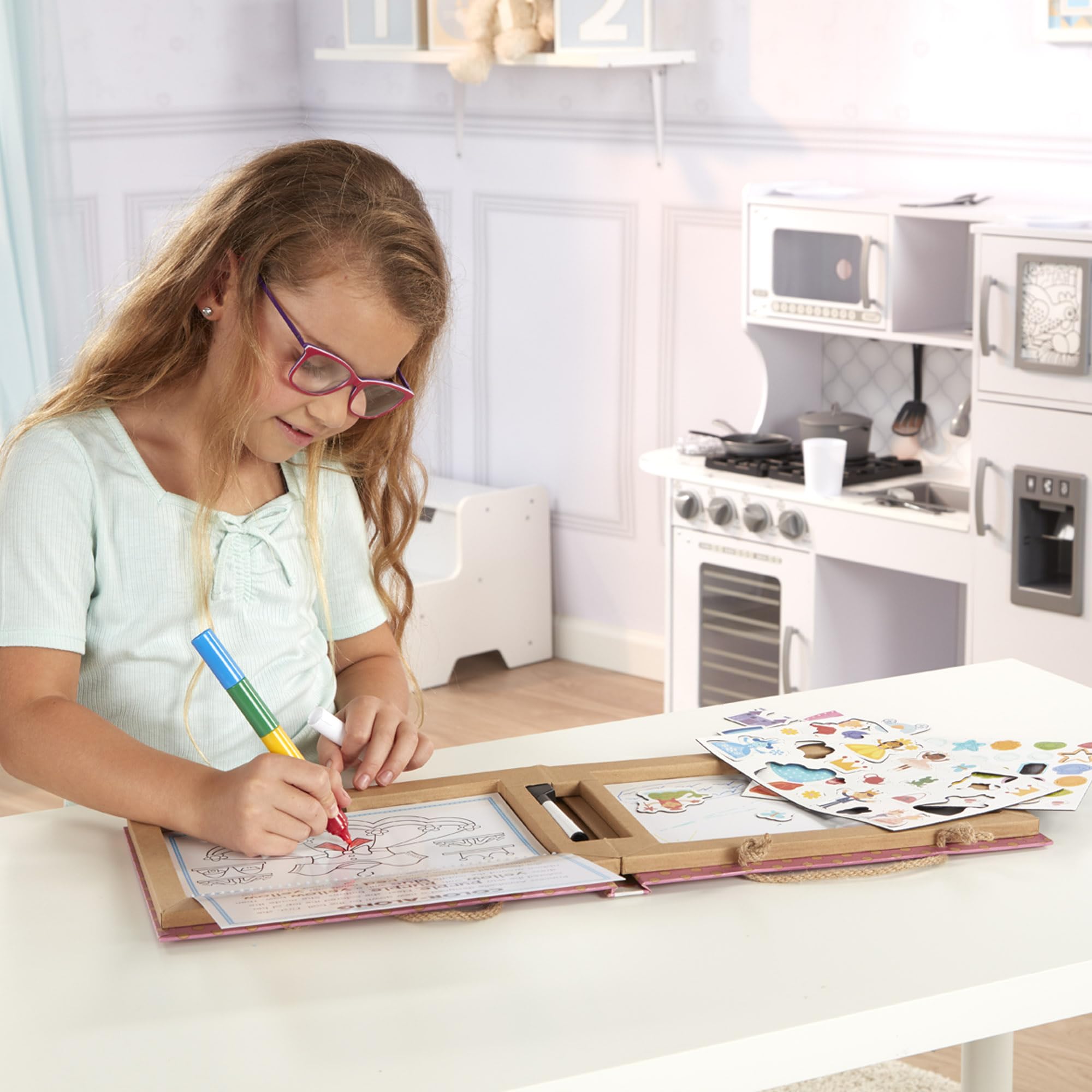 Melissa & Doug Princess Play, Draw, Create Reusable Kit – 54 Magnets, 5 Markers, FSC Certified