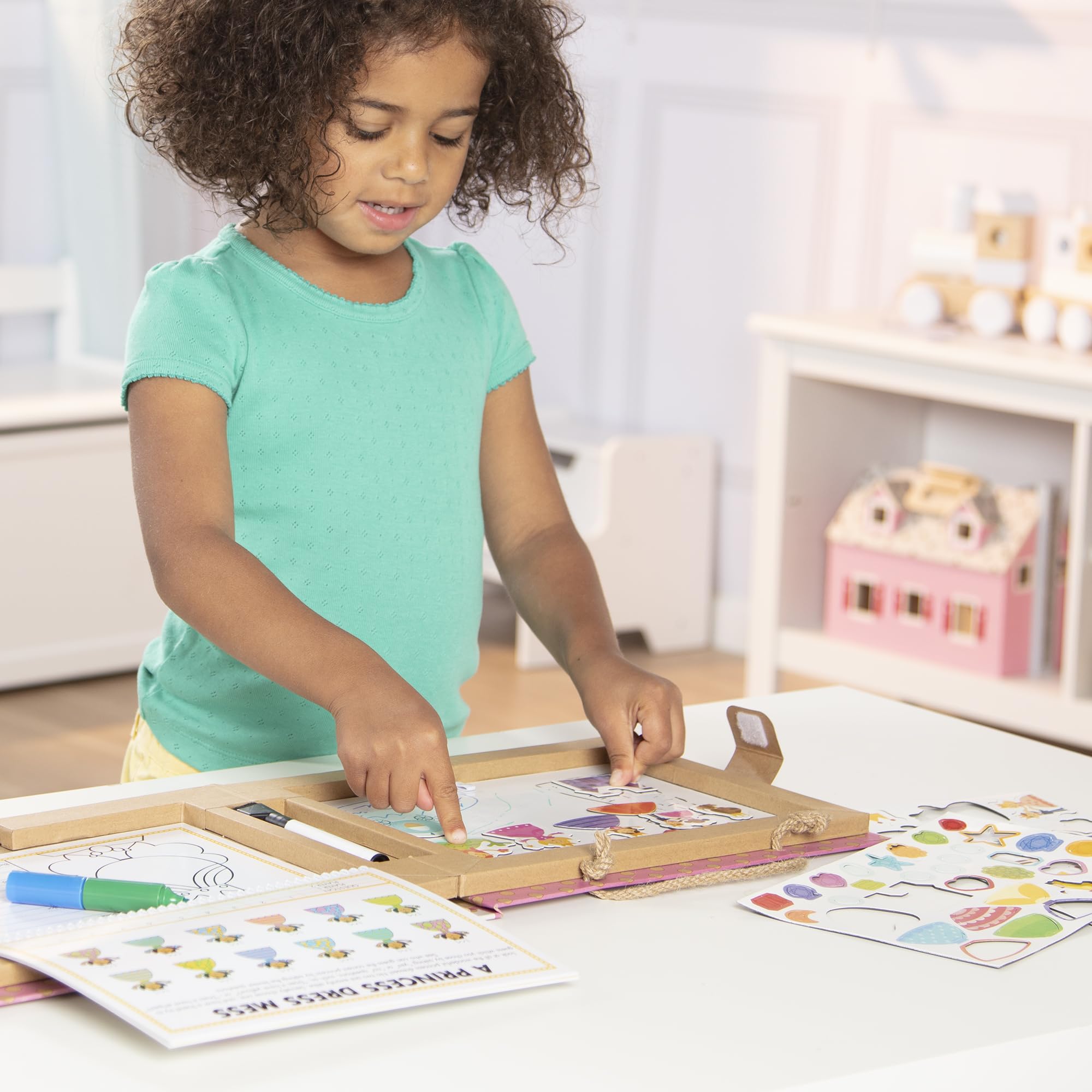 Melissa & Doug Princess Play, Draw, Create Reusable Kit – 54 Magnets, 5 Markers, FSC Certified