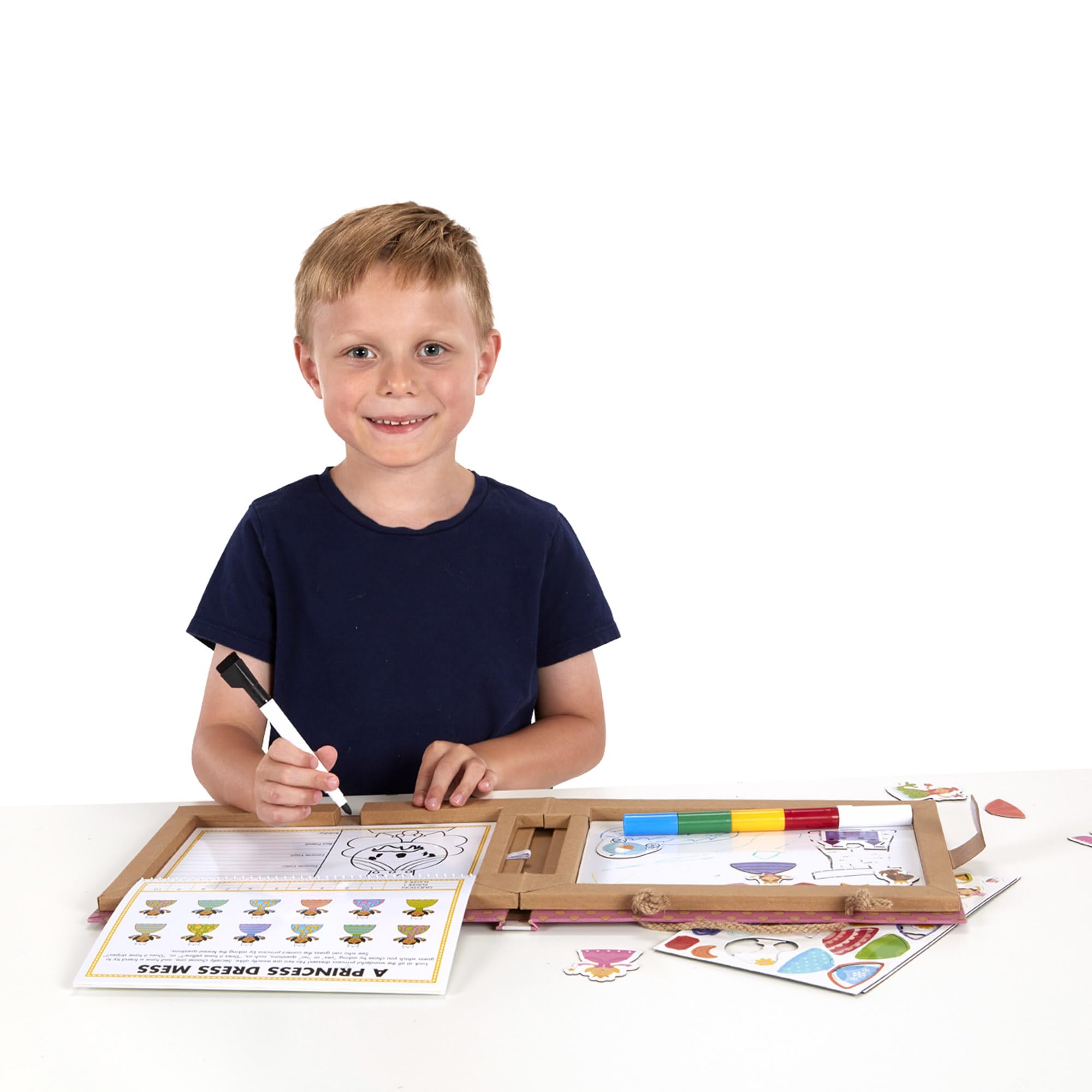 Melissa & Doug Princess Play, Draw, Create Reusable Kit – 54 Magnets, 5 Markers, FSC Certified