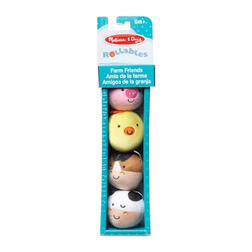 Melissa & Doug Rollables Farm Friends – Soft Farm Animal Toys for Infants & Toddlers (4 Pieces)