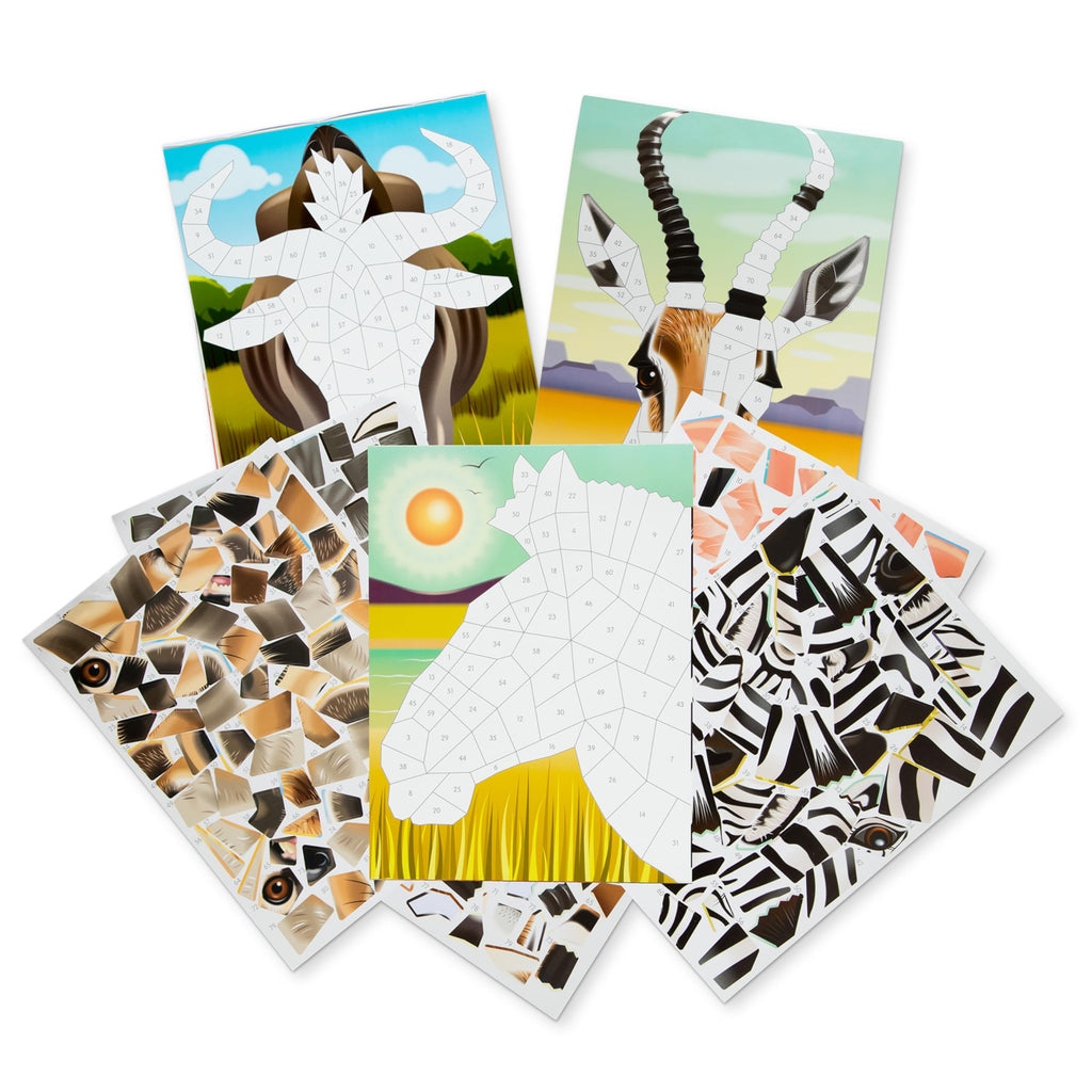 Melissa & Doug Safari Animals Mosaic Sticker Pad - 12 Scenes with Over 850 Number-Coded Stickers