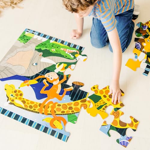 Melissa & Doug Safari Social Jumbo Floor Puzzle – 24-Piece, 2x3 Feet, FSC Certified