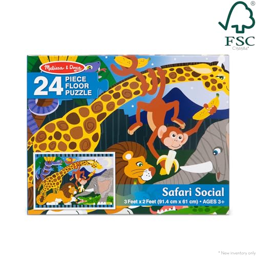 Melissa & Doug Safari Social Jumbo Floor Puzzle – 24-Piece, 2x3 Feet, FSC Certified