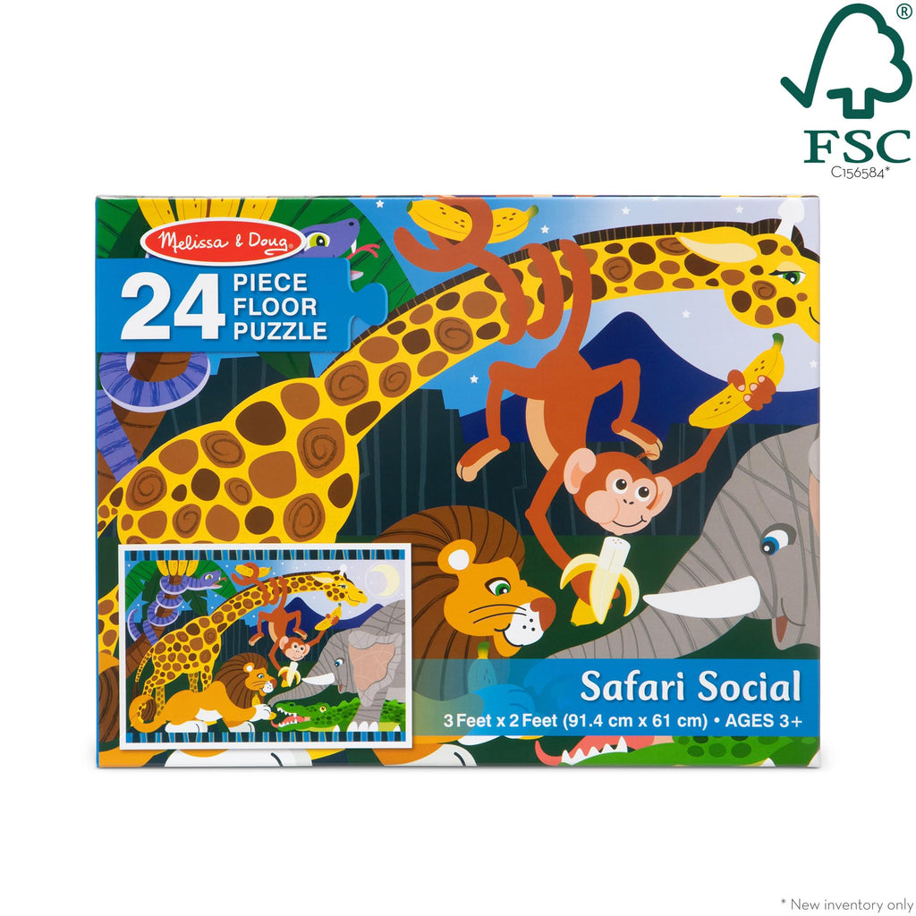 Melissa & Doug Safari Social Jumbo Floor Puzzle – 24-Piece, 2x3 Feet, FSC Certified