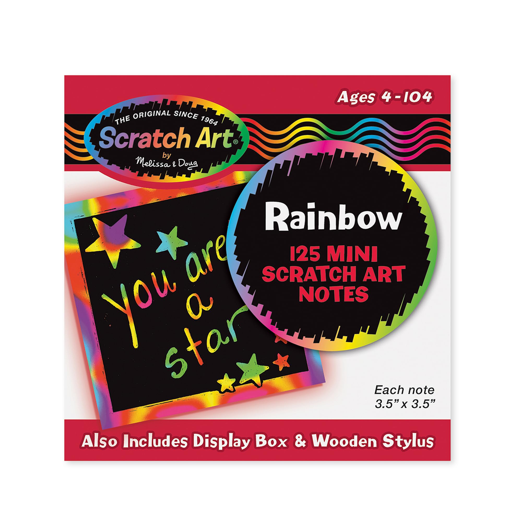 Melissa & Doug Scratch Art Rainbow Mini Notes - 125 Sheets with Wooden Stylus