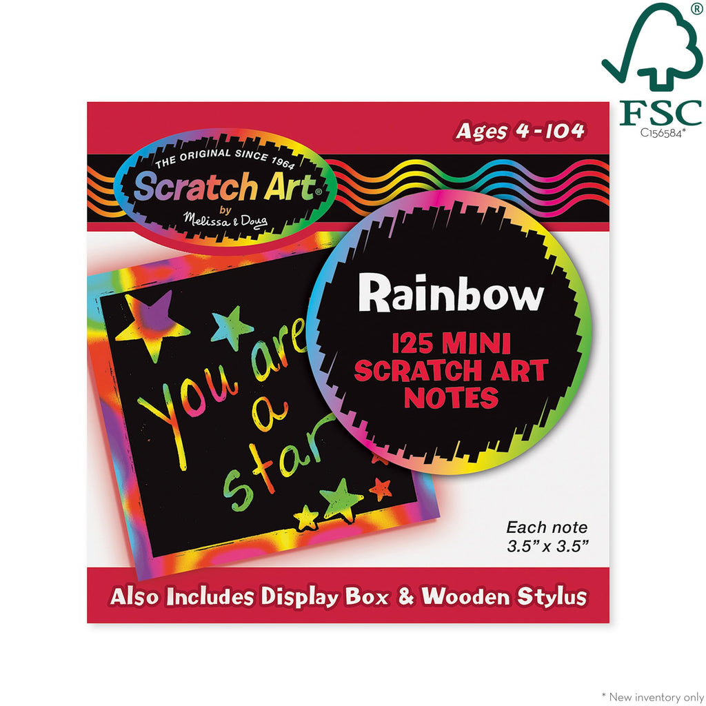 Melissa & Doug Scratch Art Rainbow Mini Notes - 125 Sheets with Wooden Stylus