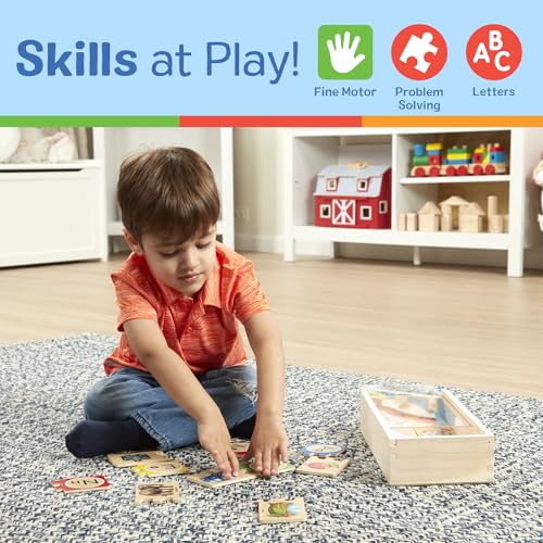 Melissa & Doug Self-Correcting Alphabet Wooden Puzzle – 52-Piece ABC Set with Storage Box