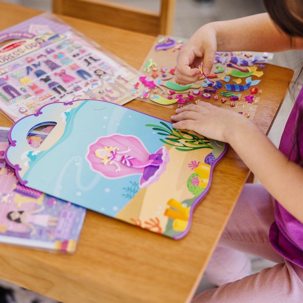 Melissa & Doug Set of 3 Puffy Sticker Activity Books - Dress-Up, Princess & Mermaid with 208 Reusable Stickers