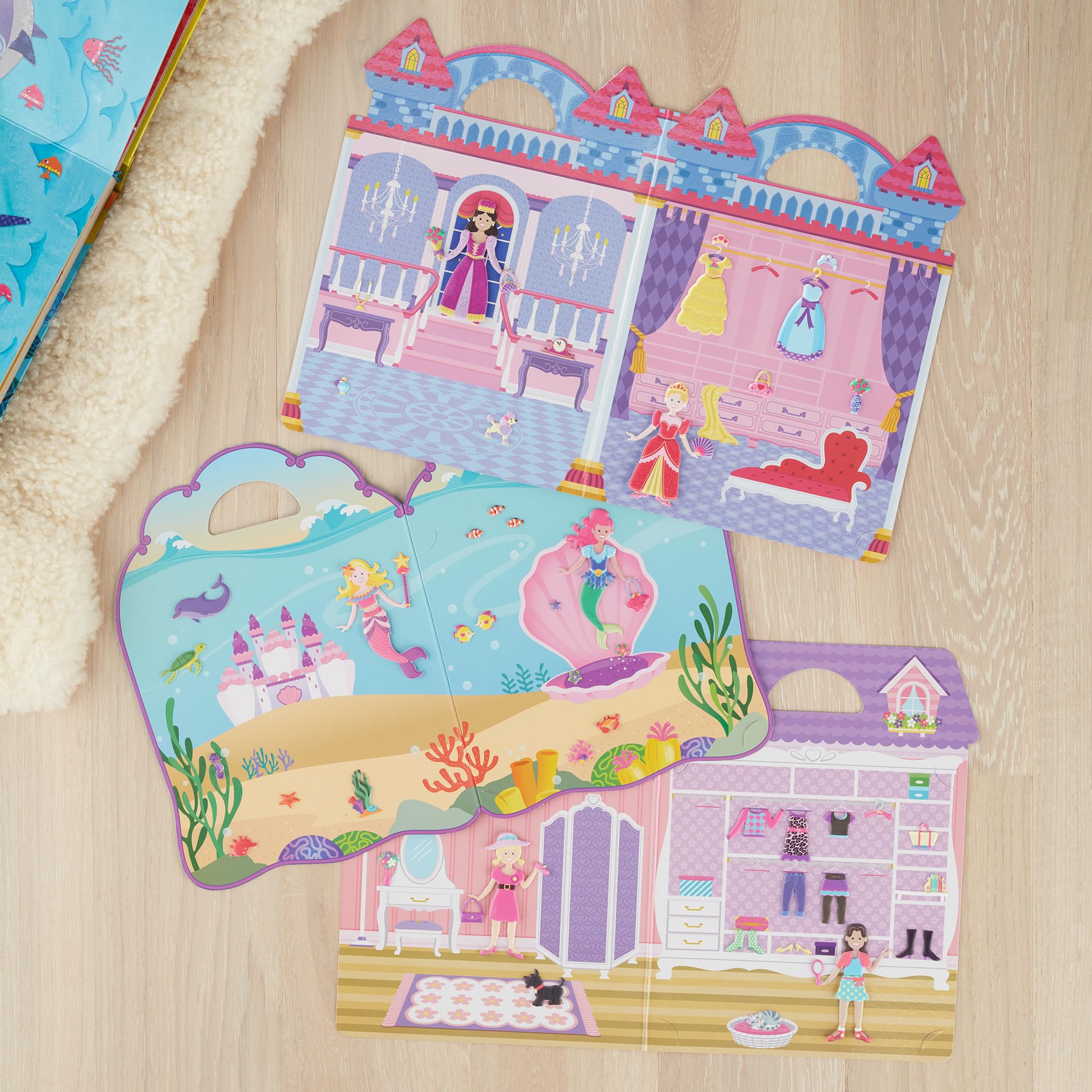 Melissa & Doug Set of 3 Puffy Sticker Activity Books - Dress-Up, Princess & Mermaid with 208 Reusable Stickers