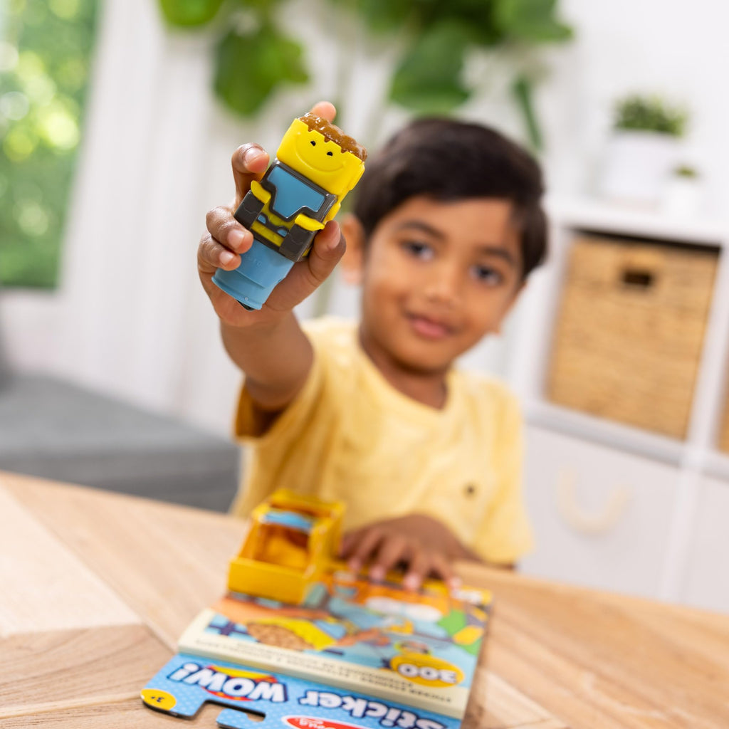 Melissa & Doug Sticker WOW! Bulldozer Bundle – 500 Stickers, Refillable Stamper, Travel-Friendly Activity Set for Kids 3+