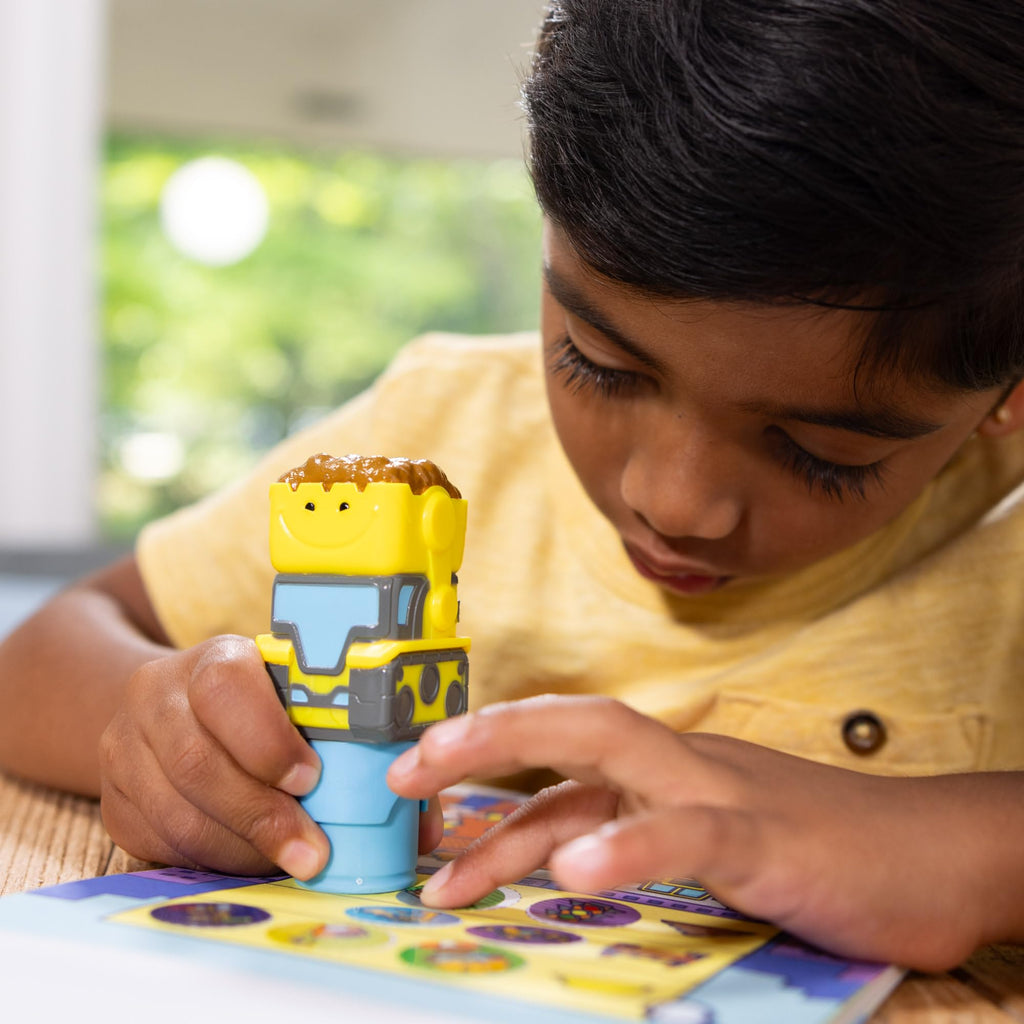 Melissa & Doug Sticker WOW! Bulldozer Bundle – 500 Stickers, Refillable Stamper, Travel-Friendly Activity Set for Kids 3+