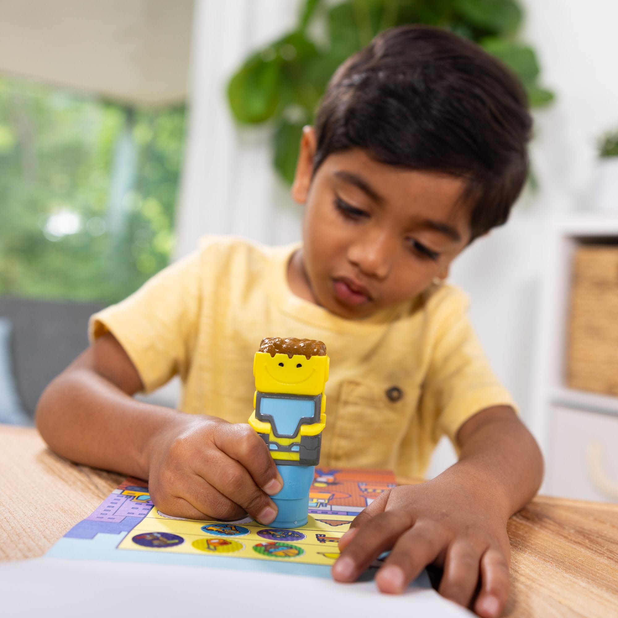 Melissa & Doug Sticker WOW! Bulldozer Bundle – 500 Stickers, Refillable Stamper, Travel-Friendly Activity Set for Kids 3+