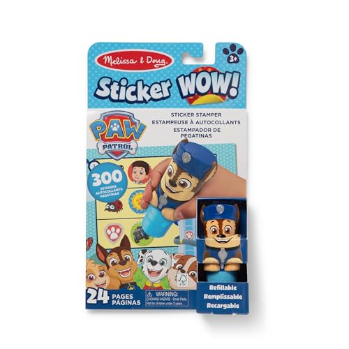 Melissa & Doug Sticker WOW! Chase PAW Patrol Sticker Stamper & 24-Page Activity Pad – 300 Stickers, FSC Certified