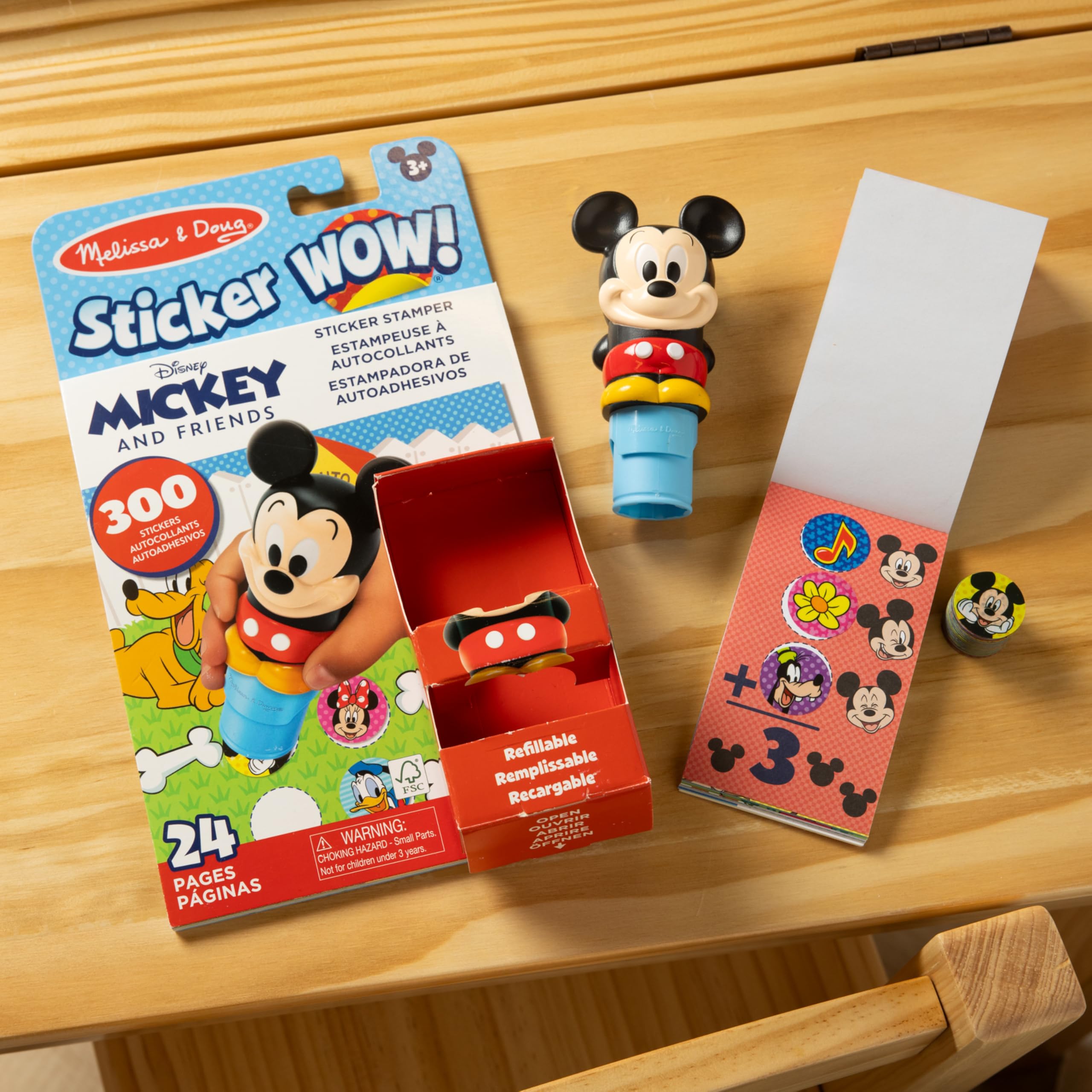 Melissa & Doug Sticker WOW! Disney Mickey Mouse Bundle: 500 Stickers, 2 Pads, Stamper Toy