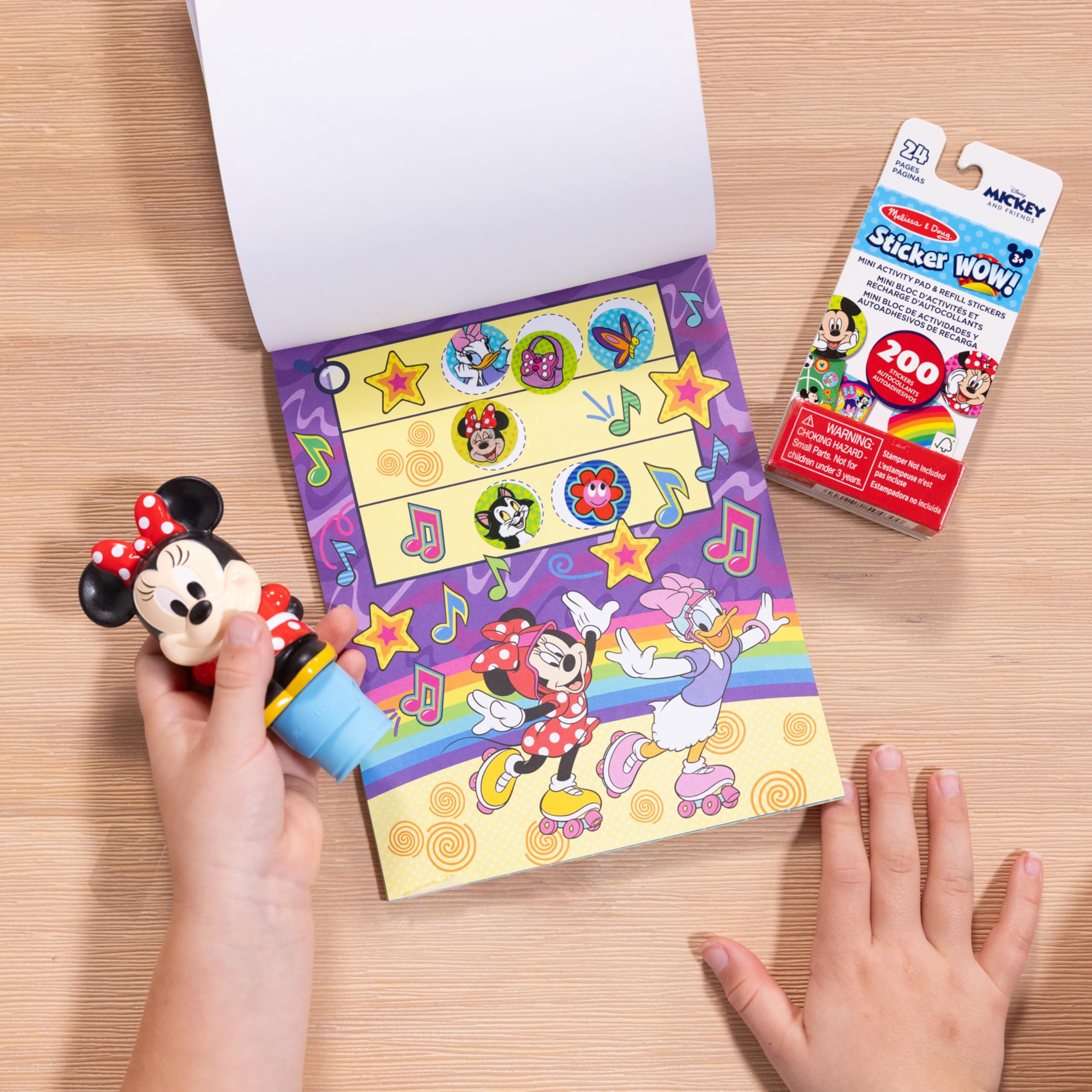 Melissa & Doug Sticker WOW! Disney Minnie Mouse Bundle: 24-Page Activity Book, Refillable Stamper, 500 Stickers, Ages 3+