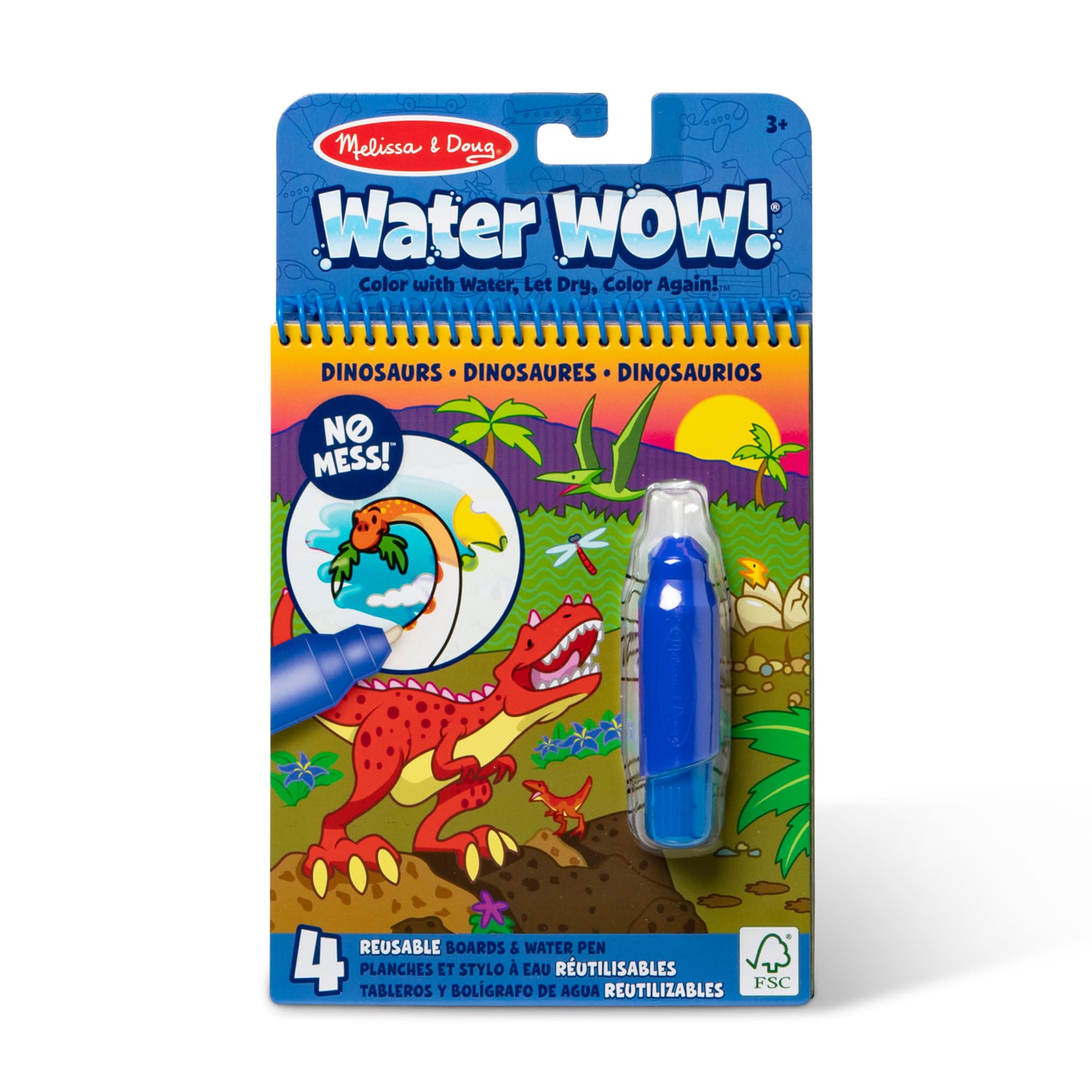 Melissa & Doug Water Wow! Dinosaur Reusable Water Reveal Activity Pad for Kids Ages 3-7