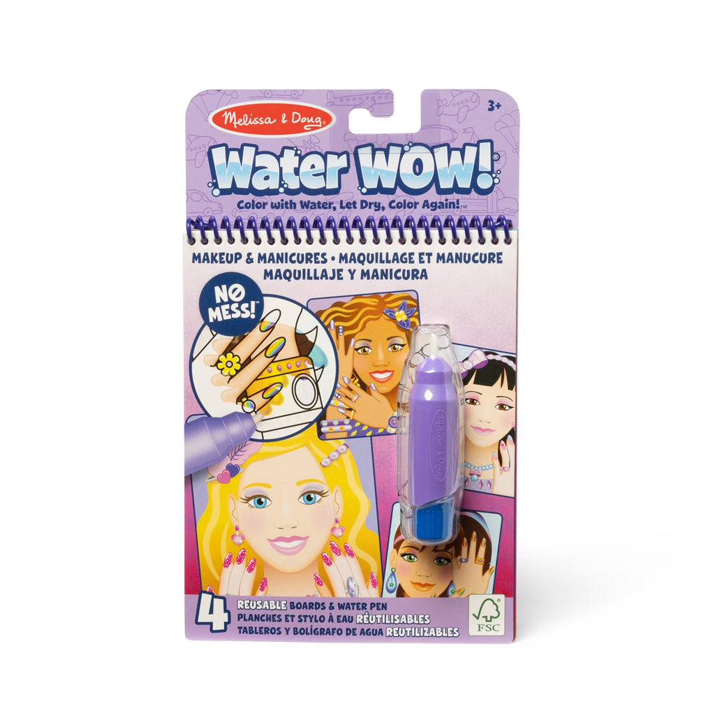 Melissa & Doug Water Wow! Makeup & Manicures - Reusable Water Reveal Travel Book for Kids 3+