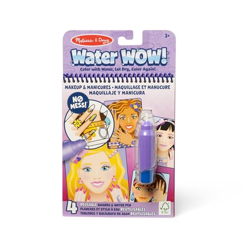 Melissa & Doug Water Wow! Makeup & Manicures - Reusable Water Reveal Travel Book for Kids 3+
