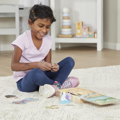 Melissa & Doug Wooden Magnetic Dress-Up Set: Double-Sided Ballerina/Fairy & Swan (52 Pieces)