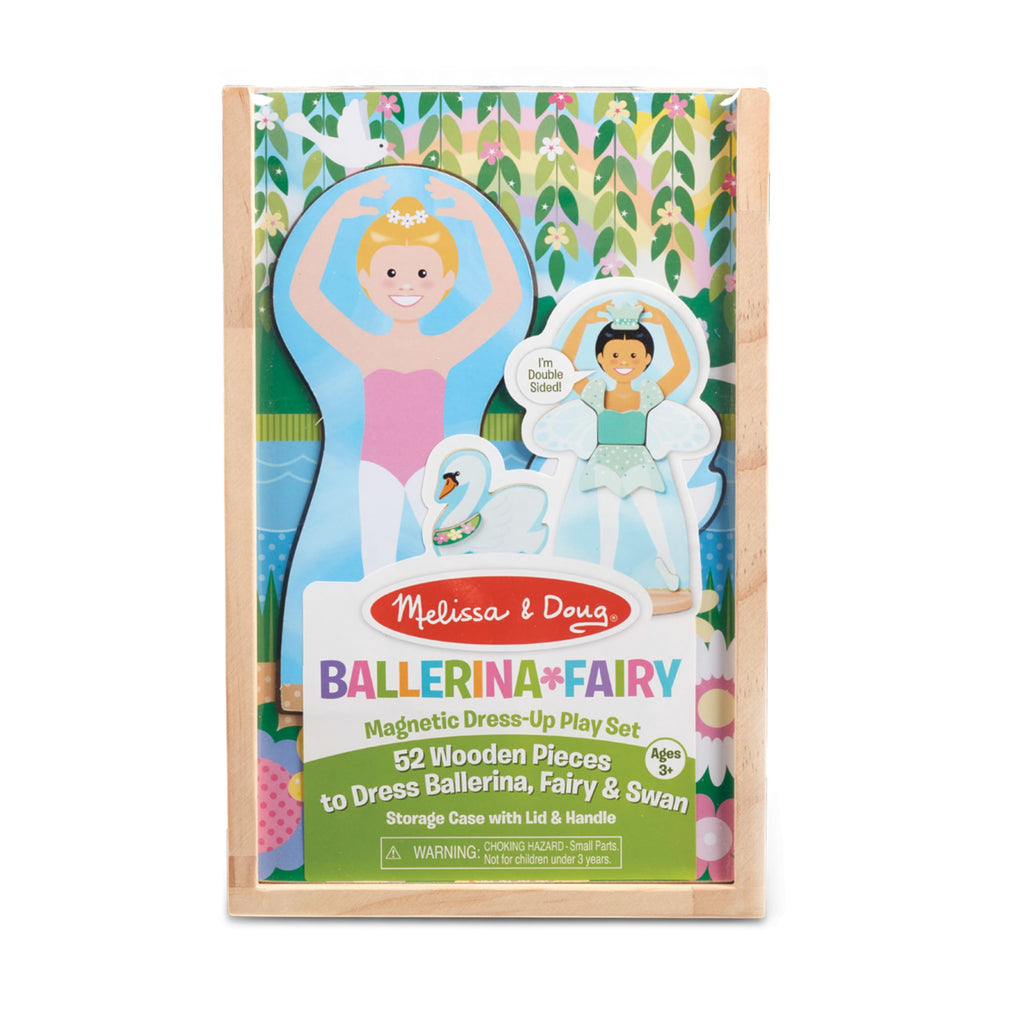 Melissa & Doug Wooden Magnetic Dress-Up Set: Double-Sided Ballerina/Fairy & Swan (52 Pieces)