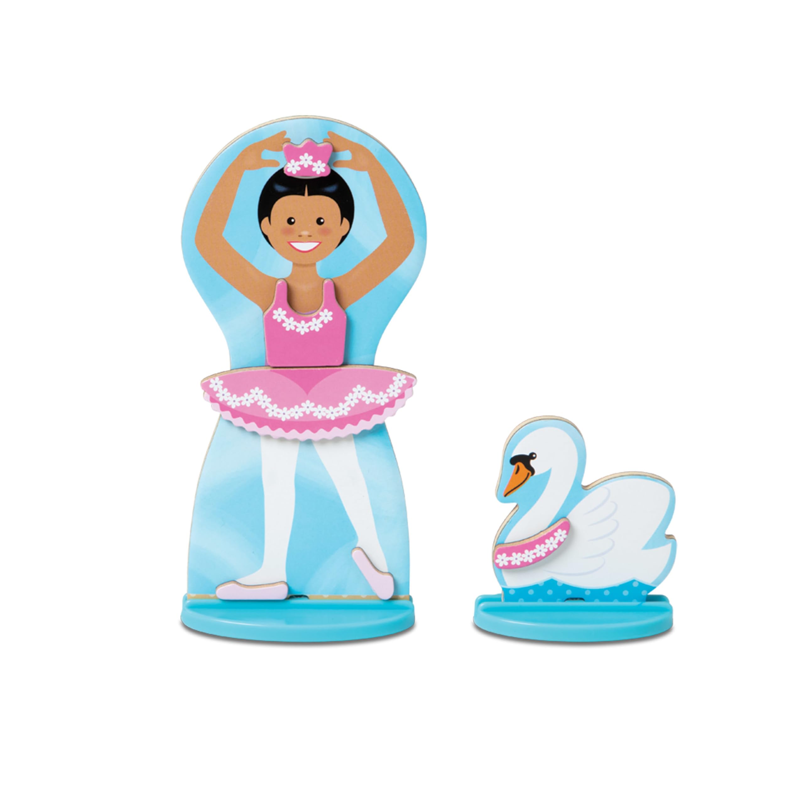 Melissa & Doug Wooden Magnetic Dress-Up Set: Double-Sided Ballerina/Fairy & Swan (52 Pieces)