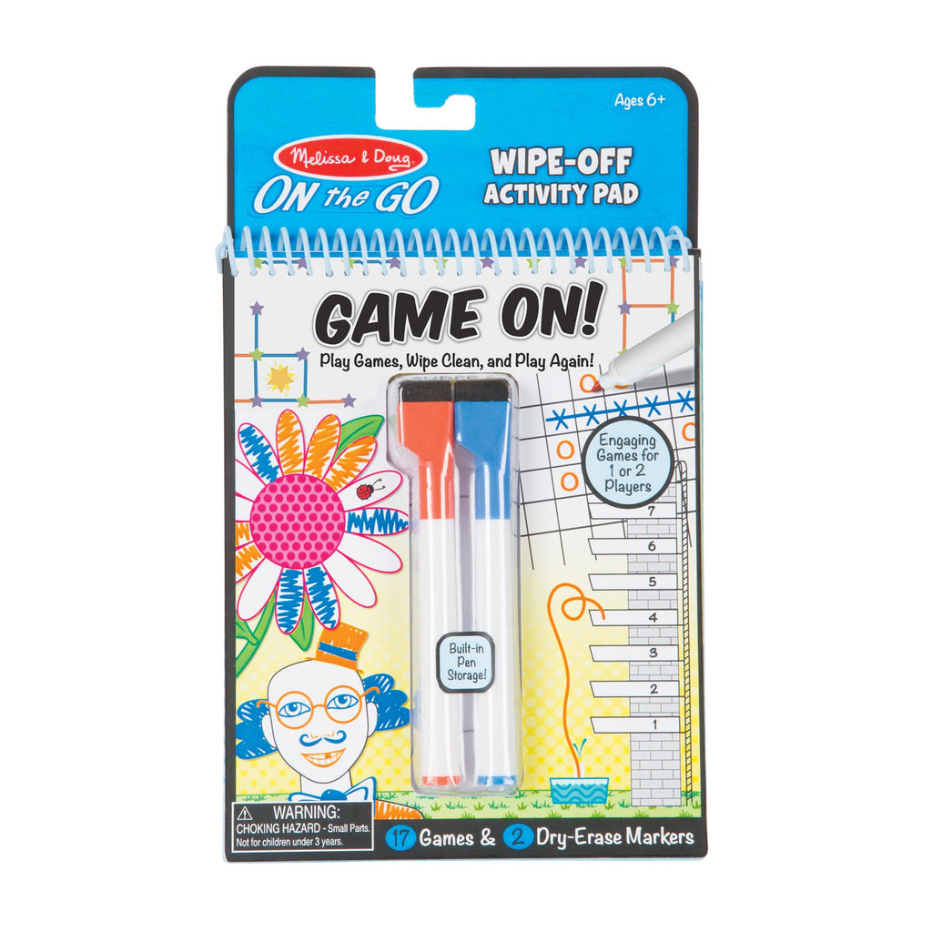Melissa & Doug Write-On Reusable Games Activity Book – 17 Travel Games with Dry-Erase Markers, Ages 6+