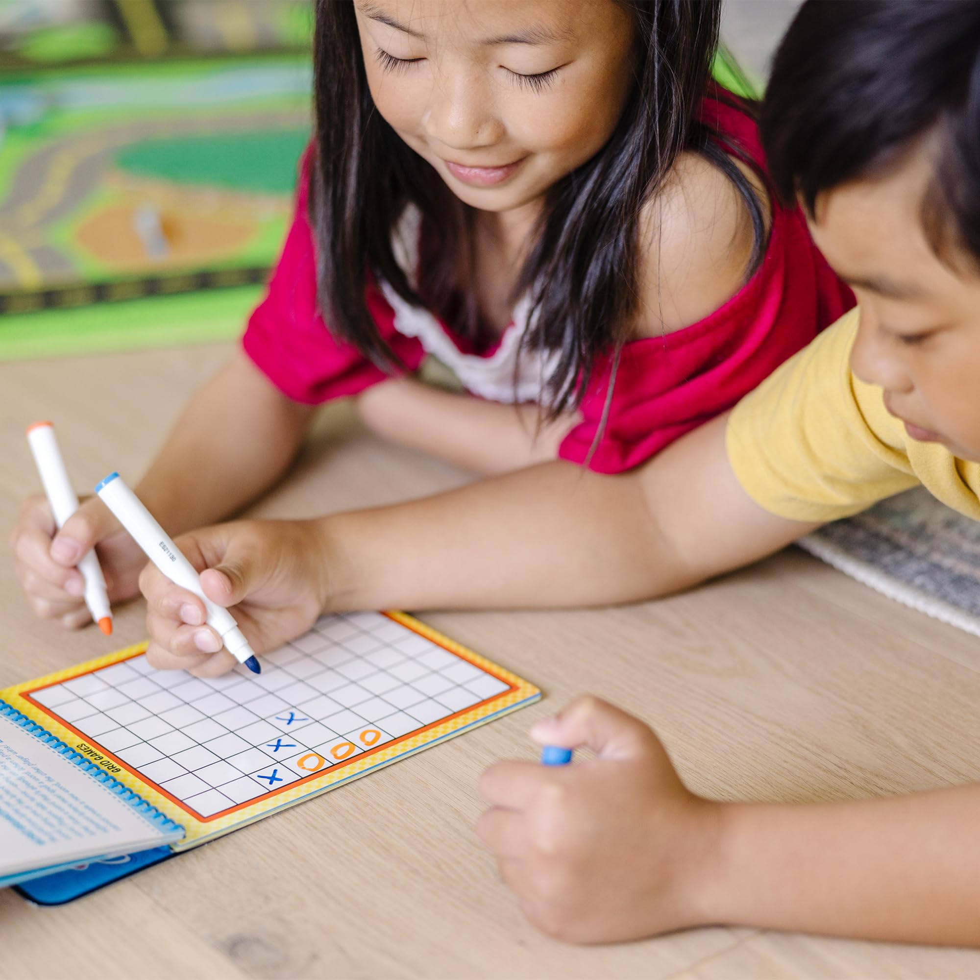 Melissa & Doug Write-On Reusable Games Activity Book – 17 Travel Games with Dry-Erase Markers, Ages 6+